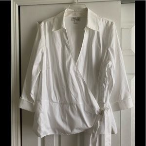 White coldwater creek wrap blouse with peplum.